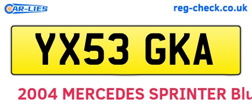YX53GKA are the vehicle registration plates.