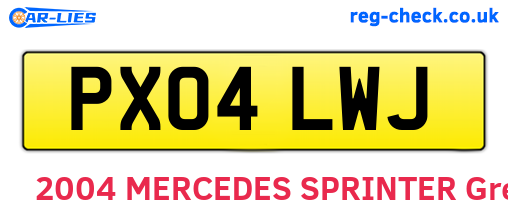 PX04LWJ are the vehicle registration plates.