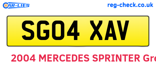 SG04XAV are the vehicle registration plates.