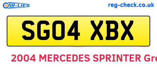 SG04XBX are the vehicle registration plates.