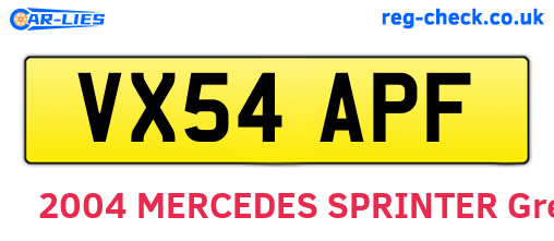 VX54APF are the vehicle registration plates.