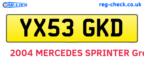 YX53GKD are the vehicle registration plates.