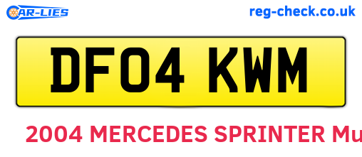 DF04KWM are the vehicle registration plates.