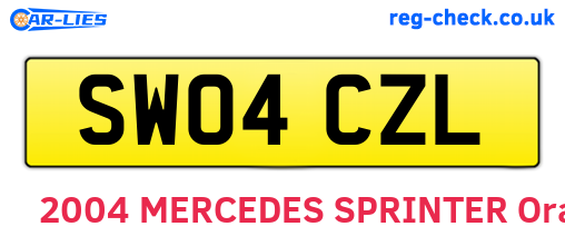 SW04CZL are the vehicle registration plates.