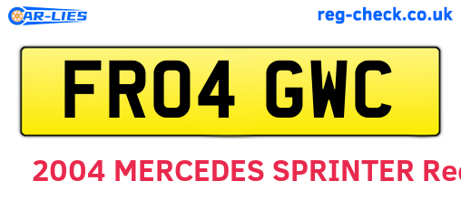 FR04GWC are the vehicle registration plates.