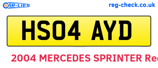 HS04AYD are the vehicle registration plates.