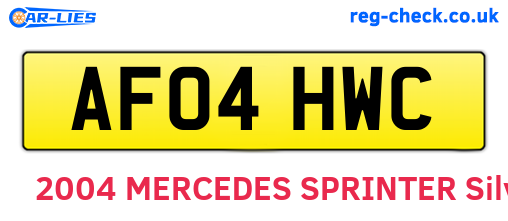AF04HWC are the vehicle registration plates.