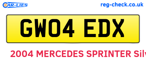 GW04EDX are the vehicle registration plates.