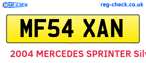 MF54XAN are the vehicle registration plates.