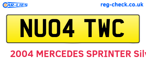NU04TWC are the vehicle registration plates.