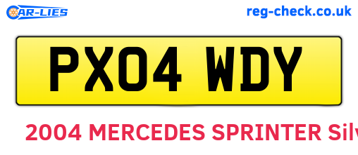 PX04WDY are the vehicle registration plates.