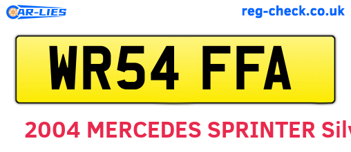 WR54FFA are the vehicle registration plates.