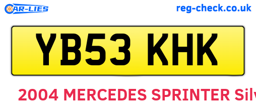 YB53KHK are the vehicle registration plates.