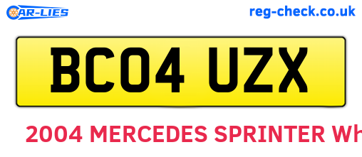 BC04UZX are the vehicle registration plates.