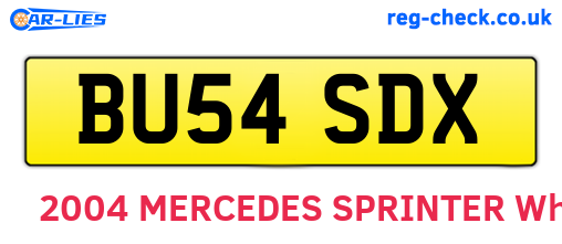BU54SDX are the vehicle registration plates.