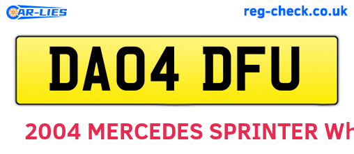 DA04DFU are the vehicle registration plates.