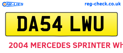 DA54LWU are the vehicle registration plates.