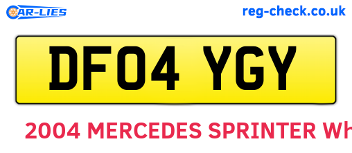 DF04YGY are the vehicle registration plates.