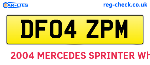 DF04ZPM are the vehicle registration plates.