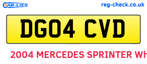 DG04CVD are the vehicle registration plates.