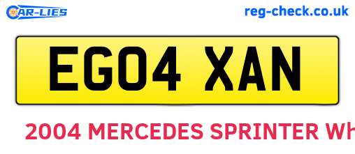 EG04XAN are the vehicle registration plates.
