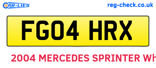 FG04HRX are the vehicle registration plates.