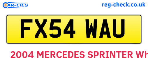 FX54WAU are the vehicle registration plates.