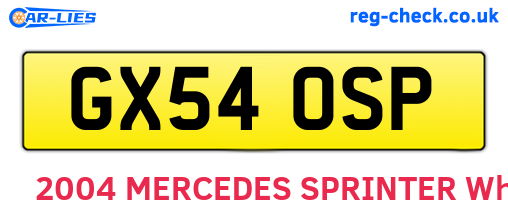 GX54OSP are the vehicle registration plates.