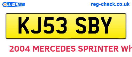 KJ53SBY are the vehicle registration plates.