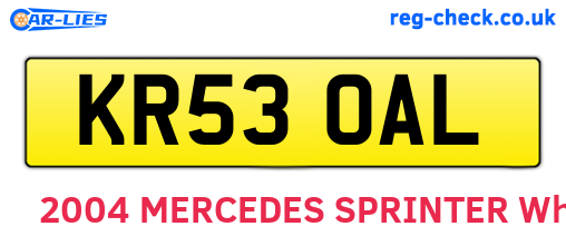 KR53OAL are the vehicle registration plates.