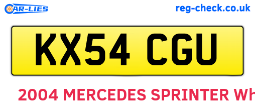 KX54CGU are the vehicle registration plates.