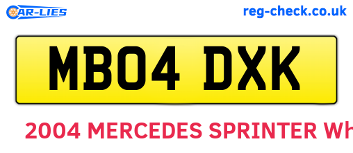 MB04DXK are the vehicle registration plates.