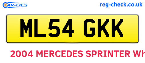 ML54GKK are the vehicle registration plates.