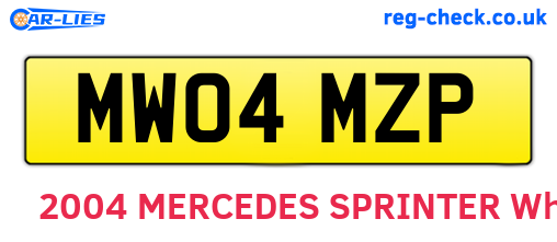 MW04MZP are the vehicle registration plates.