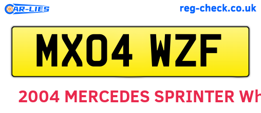 MX04WZF are the vehicle registration plates.
