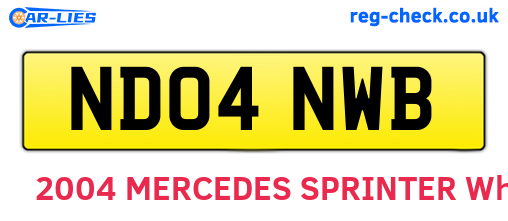 ND04NWB are the vehicle registration plates.