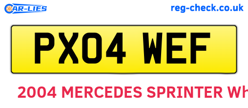 PX04WEF are the vehicle registration plates.