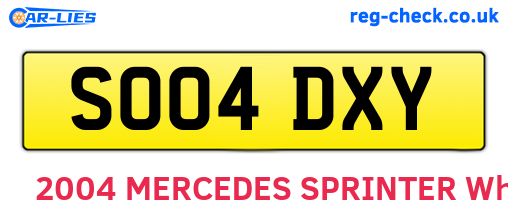 SO04DXY are the vehicle registration plates.