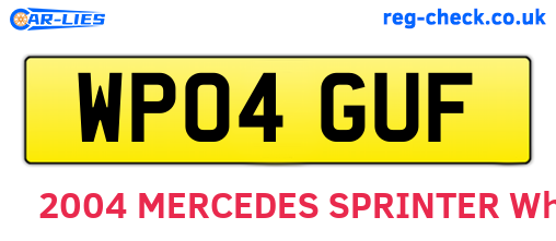 WP04GUF are the vehicle registration plates.