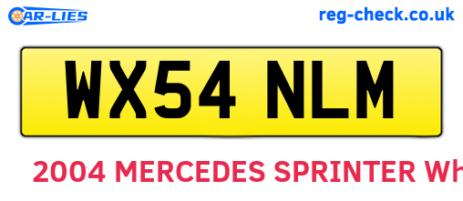 WX54NLM are the vehicle registration plates.