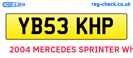 YB53KHP are the vehicle registration plates.