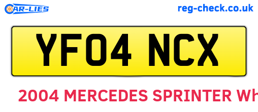 YF04NCX are the vehicle registration plates.