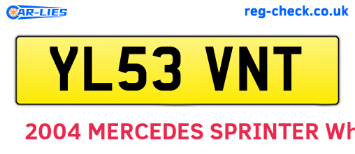 YL53VNT are the vehicle registration plates.