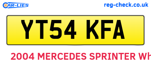 YT54KFA are the vehicle registration plates.