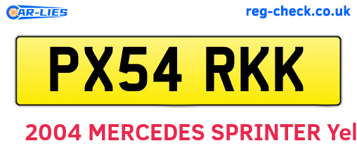 PX54RKK are the vehicle registration plates.