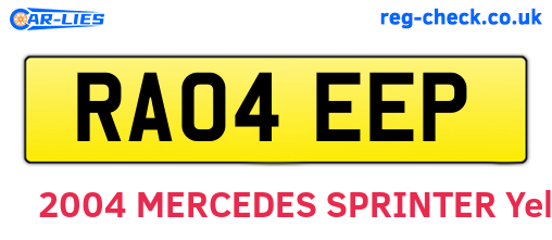 RA04EEP are the vehicle registration plates.