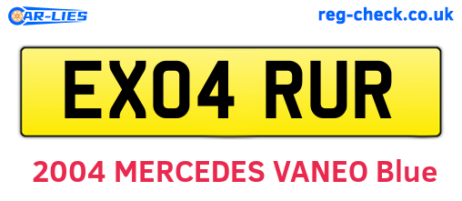 EX04RUR are the vehicle registration plates.