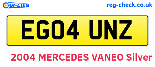 EG04UNZ are the vehicle registration plates.