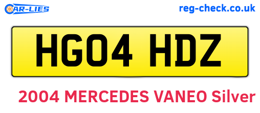 HG04HDZ are the vehicle registration plates.