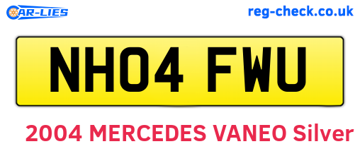 NH04FWU are the vehicle registration plates.